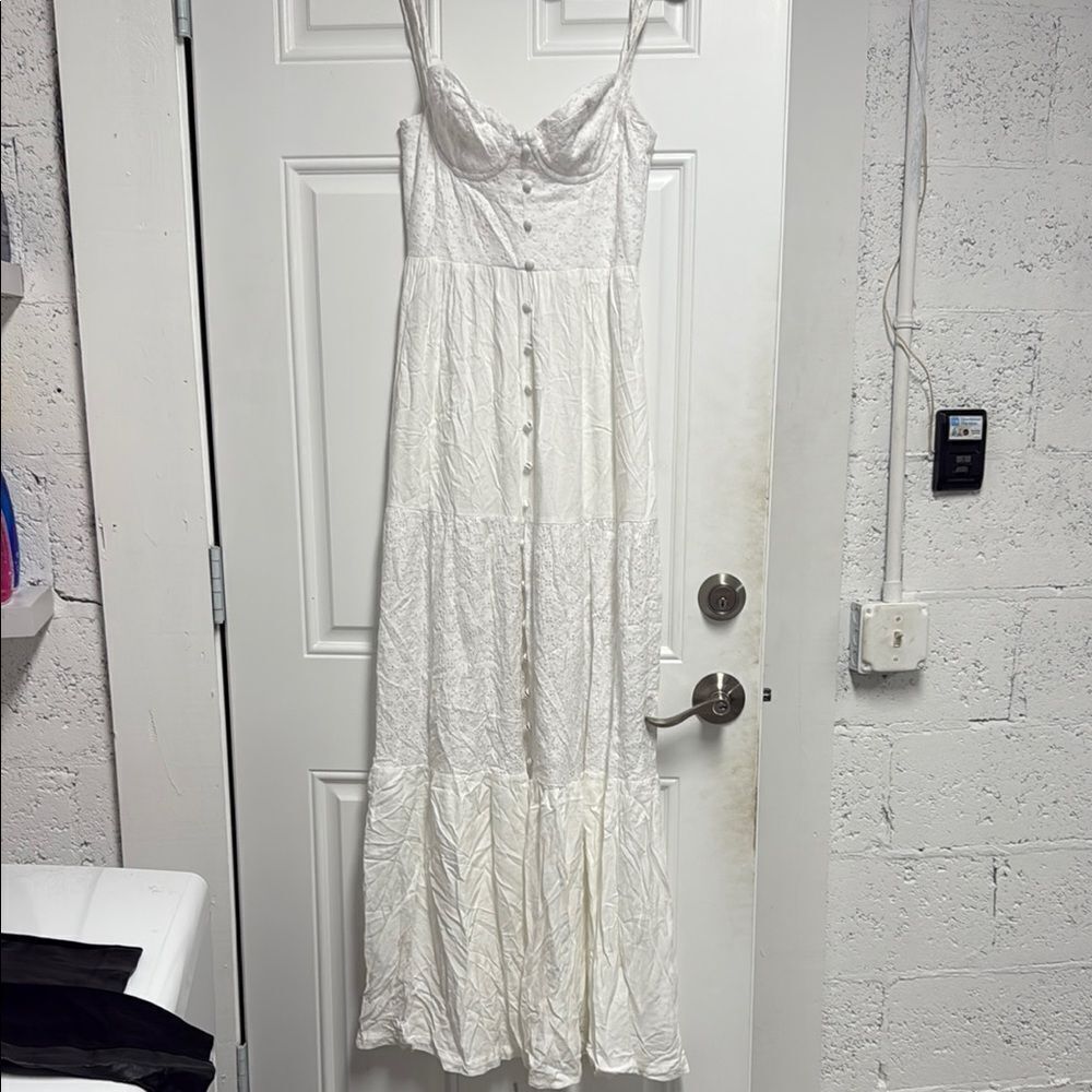 REVOLVE by Aguabendita White Buttoned Bustier Maxi Dress - Size Small - LIKE NEW